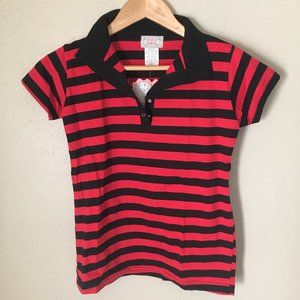 F&F 👹 Red and Black Short Sleeve Stripe Polo